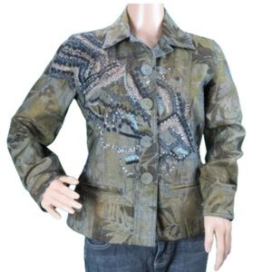 Chicos Leaf Motif Jacket